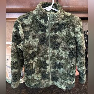 Okie Dokie Green Camouflage Sherpa Zip Up Jacket